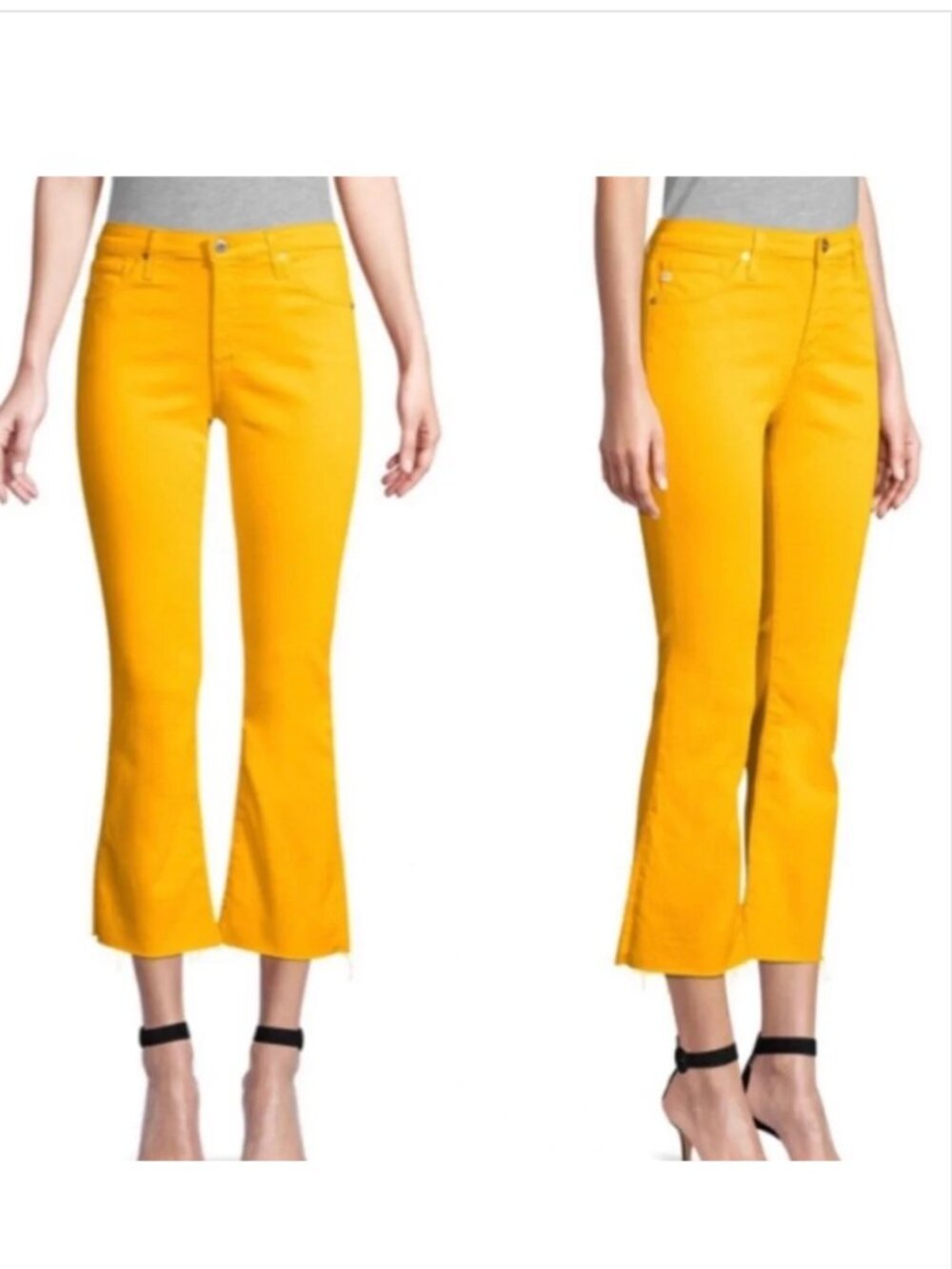 AG Adriano Goldschmied The Jodi Crop High-Rise Slim Flare Jeans Mustard Yellow